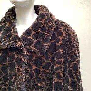 Express Animal Print Faux Fur 3/4 Coat Leopard Print Animal Print USA Made